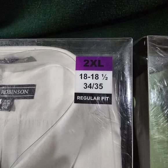 (2) Dress Shirt Tie Set Lot Mens 2XL White Green Collared Work Office New *READ - Picture 13 of 16